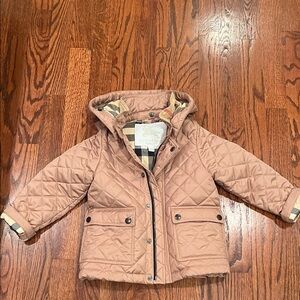 Burberry Kids Pink Quilted Puffer Jacket